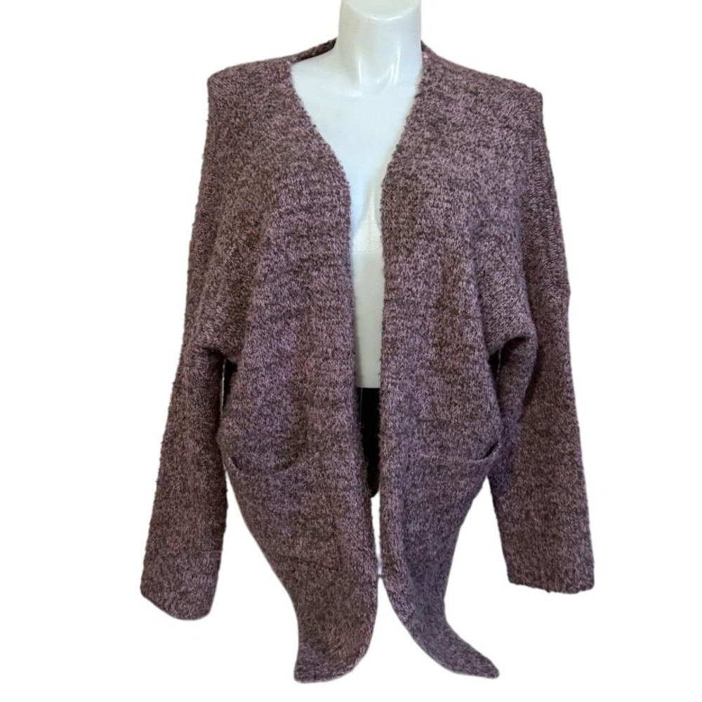 Easel Los Angeles‎ Cozy Knit Cardigan Sweater Purple Speckled Oversized L Large